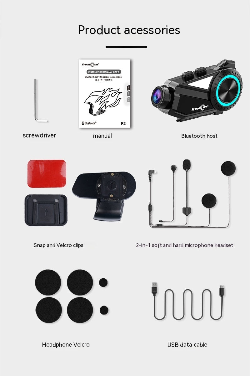 Motorcycle Helmet Intercom Bluetooth Headset Driving Recorder R3 MSY Dropshipping
