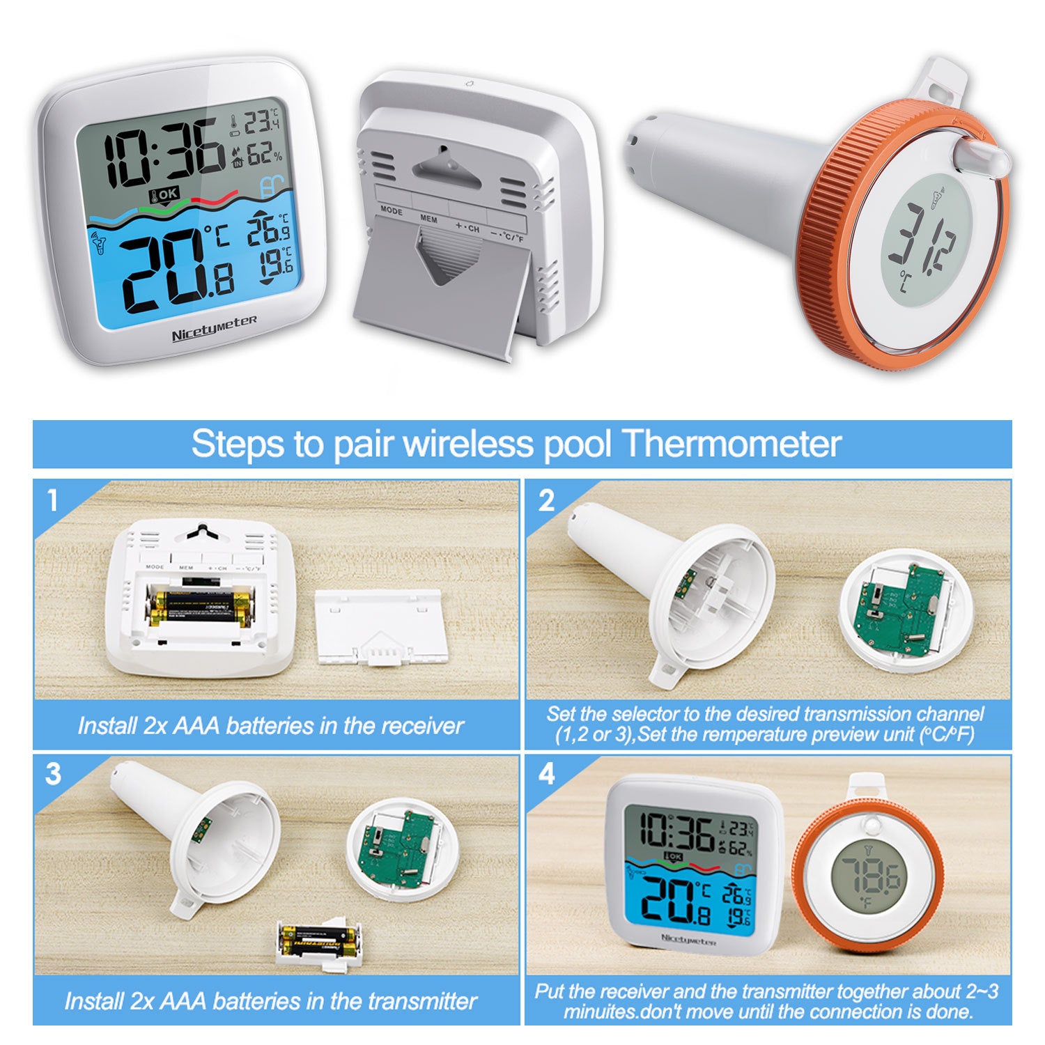 Wireless Swimming Pool Pool Bathtub Water Wireless Floating Fish Tank Fish Pond Thermometer MSY Dropshipping