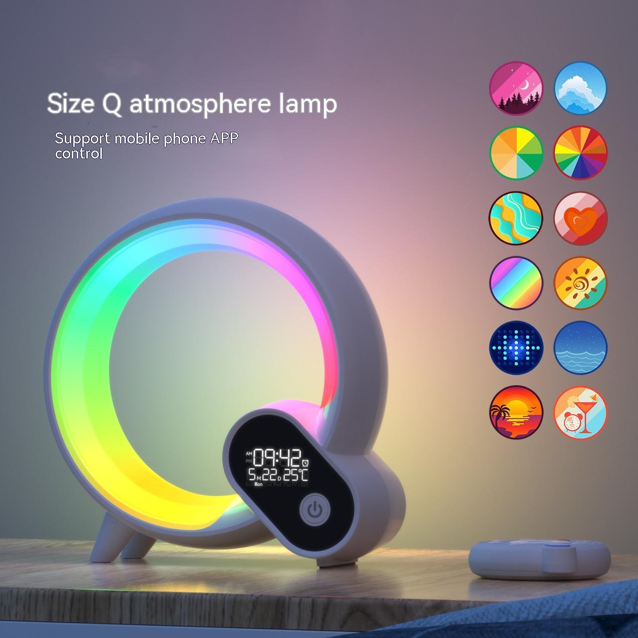Creative Q Light Analog Sunrise Digital Display Alarm Clock Bluetooth Audio Intelligent Wake-up Q Colorful Atmosphere Light Irall
