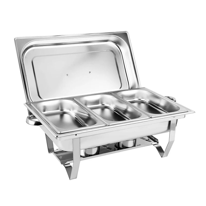 3 x 3L Chefing Dish Set, Edelstahl, Silber, Catering-Wärmer-Set für Buffet-Catering