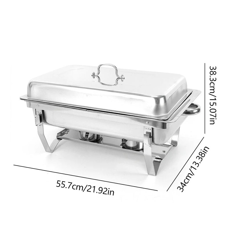 3 x 3L Chefing Dish Set, Edelstahl, Silber, Catering-Wärmer-Set für Buffet-Catering