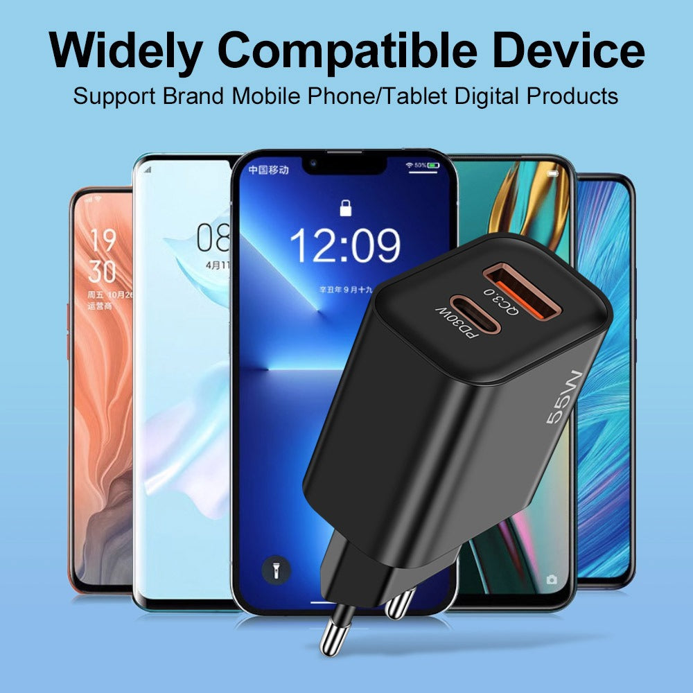 55W Schnelllade Adapter USB+PD für das Smartphone