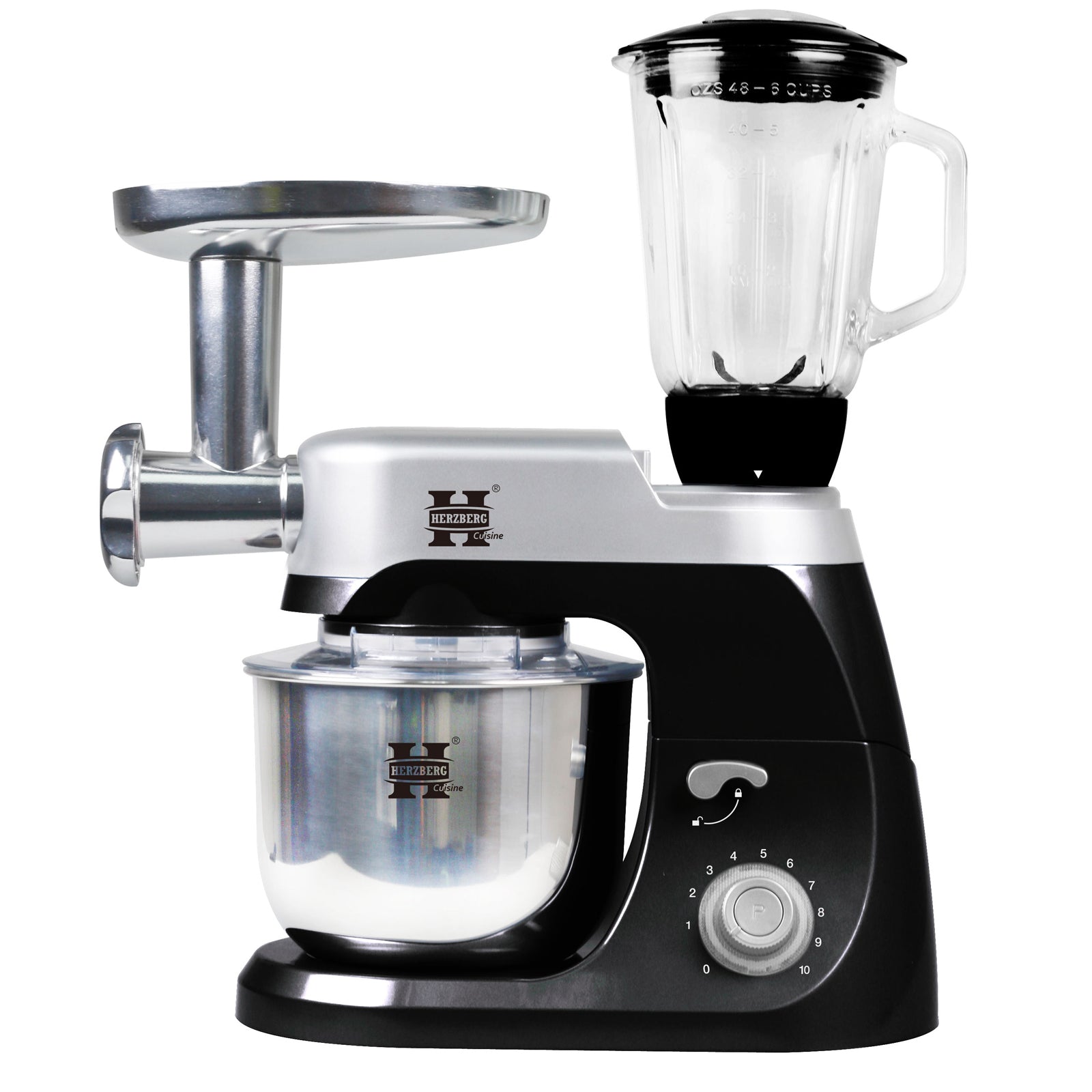 Herzberg HG-5029: 800W 3-in-1 Standmixer Schwarz