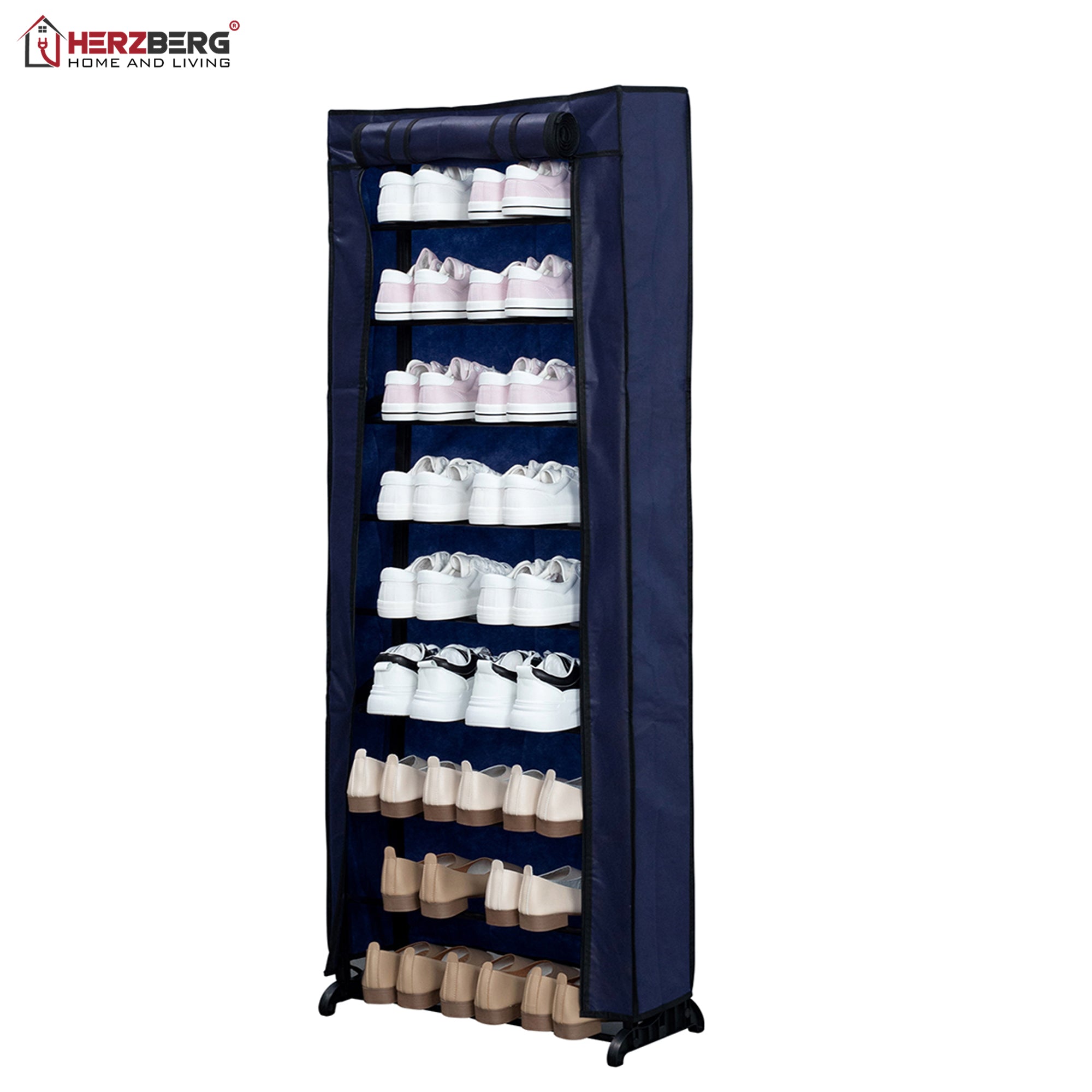 Herzberg HG-8076 9-Tier Blue Shoe Organizer