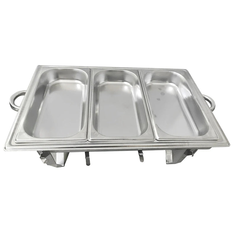 3 x 3L Chefing Dish Set, Edelstahl, Silber, Catering-Wärmer-Set für Buffet-Catering