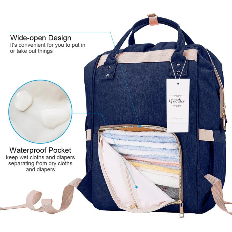 Herzberg HG-03206: Multifunctional Diaper Bag - Blue