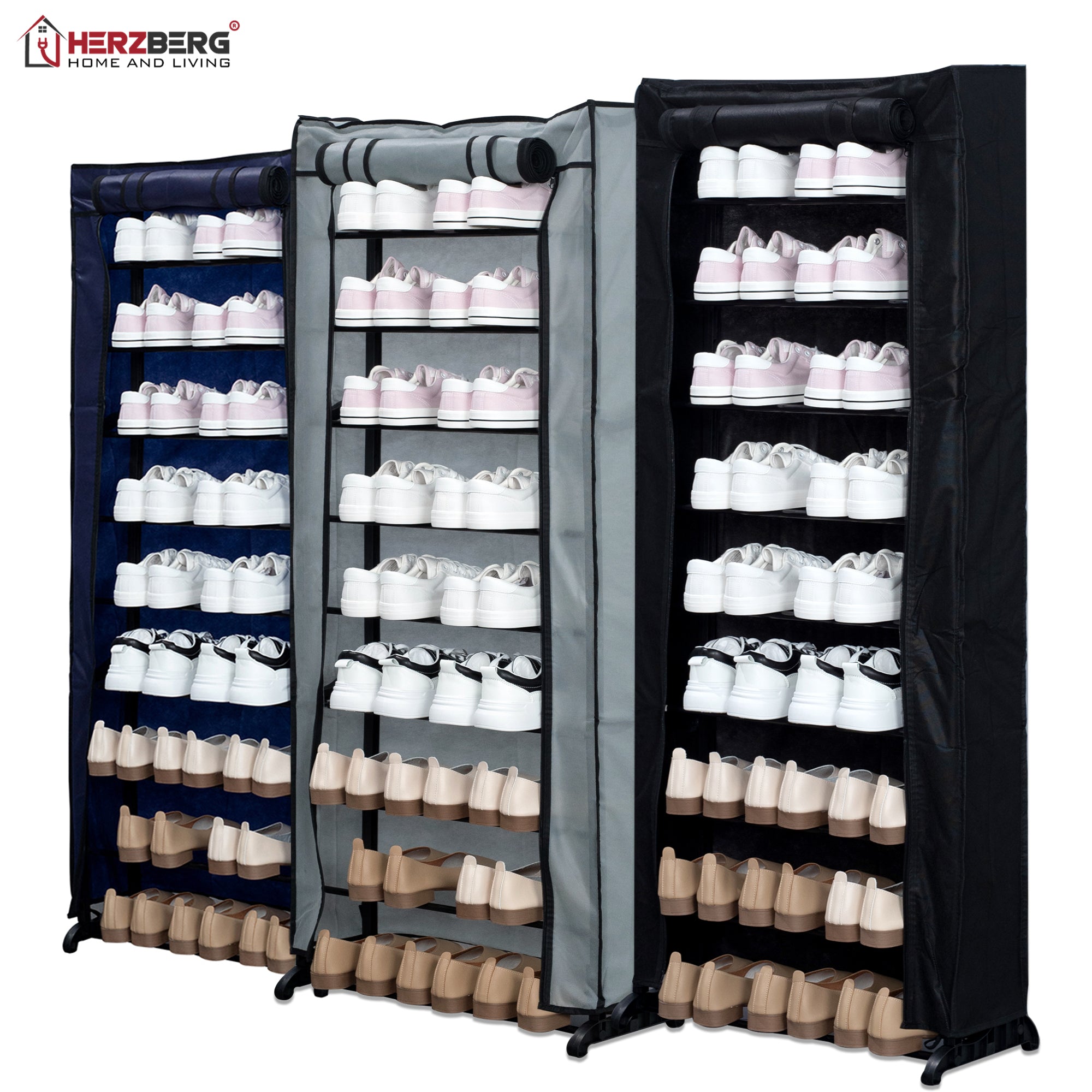 Herzberg HG-8076 9-Tier Blue Shoe Organizer