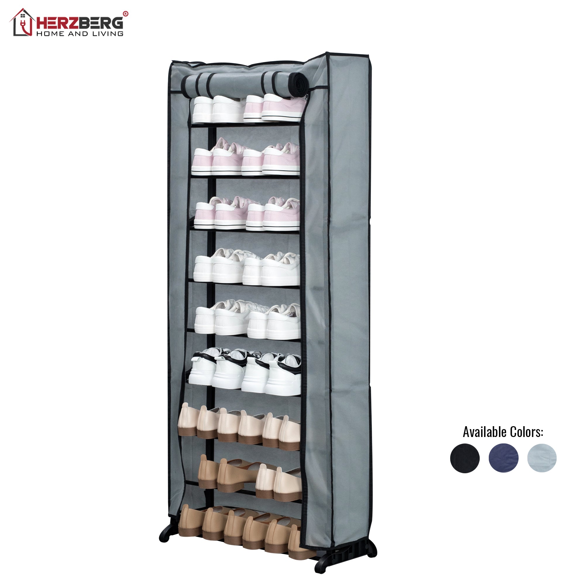 Herzberg HG-8076 9-Tier Blue Shoe Organizer