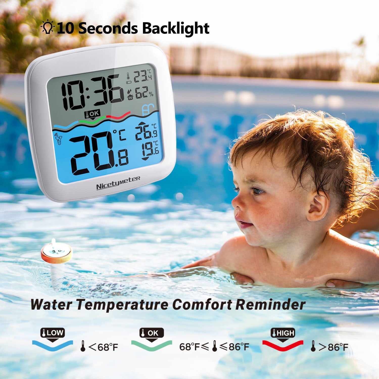 Wireless Swimming Pool Pool Bathtub Water Wireless Floating Fish Tank Fish Pond Thermometer MSY Dropshipping