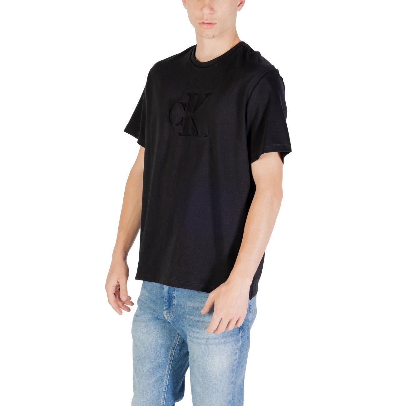 Calvin Klein Jeans Herren T-Shirt in Schwarz mit CK Logo-Print, ideal für Freizeit und moderne Looks.