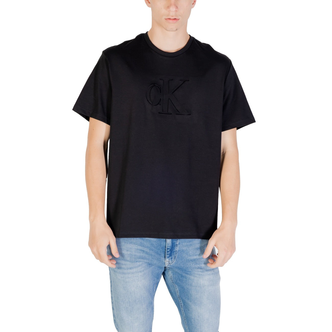 Calvin Klein Jeans Herren T-Shirt in Schwarz mit CK Logo-Print, ideal für Freizeit und Streetwear.