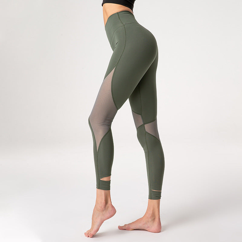 Women's work out leggings with mesh inserts