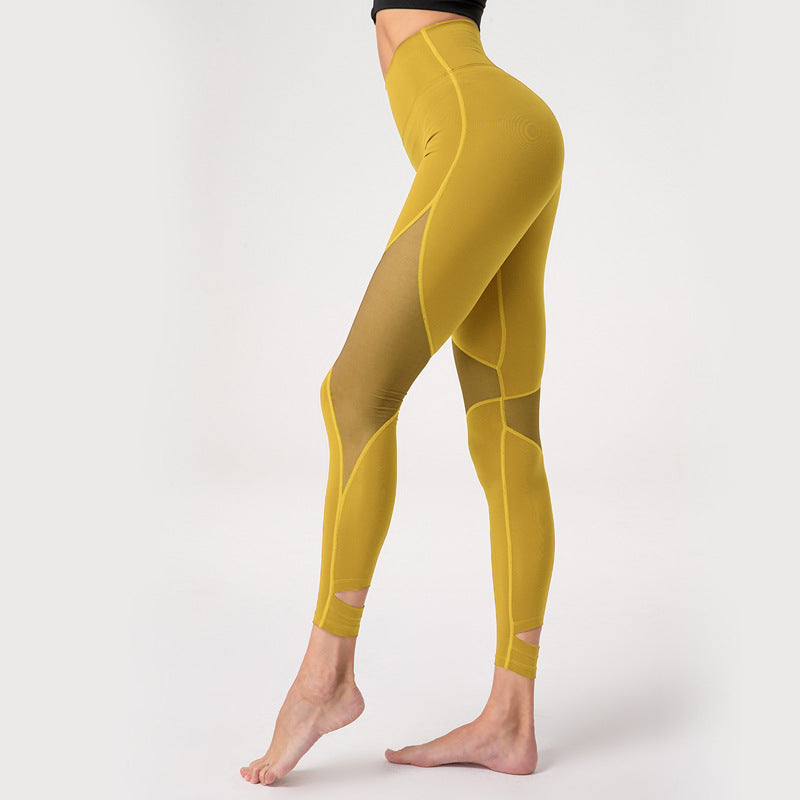 Women's work out leggings with mesh inserts