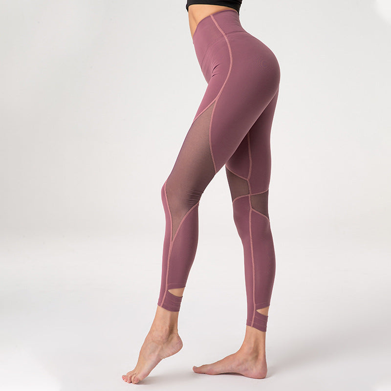 Women's work out leggings with mesh inserts