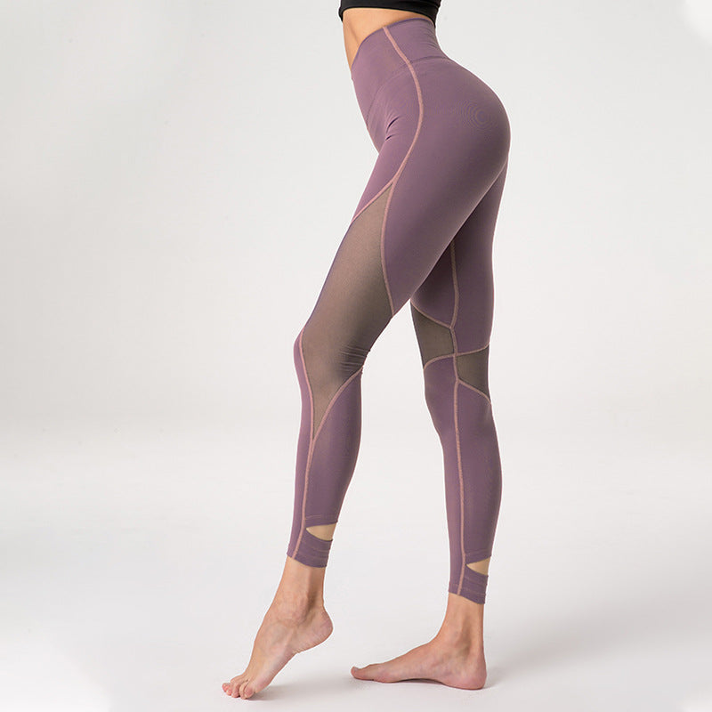 Women's work out leggings with mesh inserts