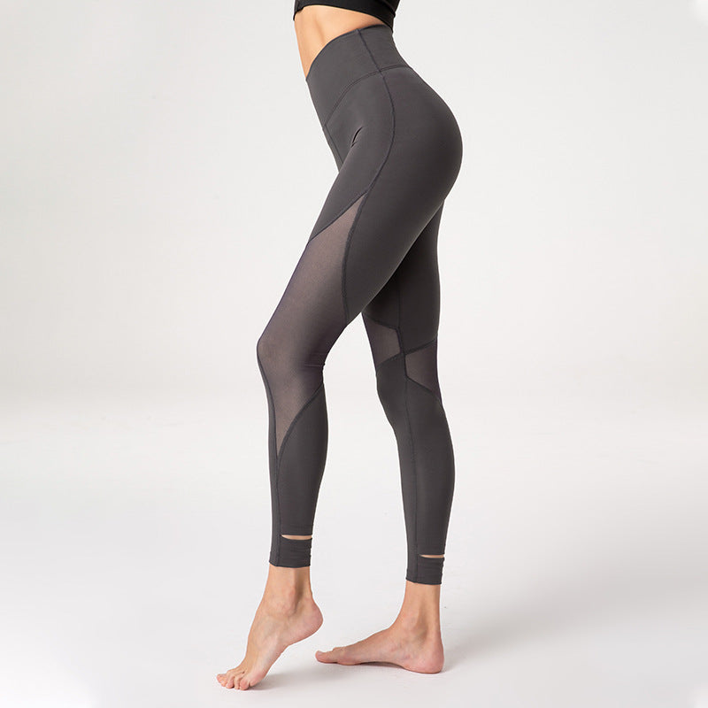 Women's work out leggings with mesh inserts