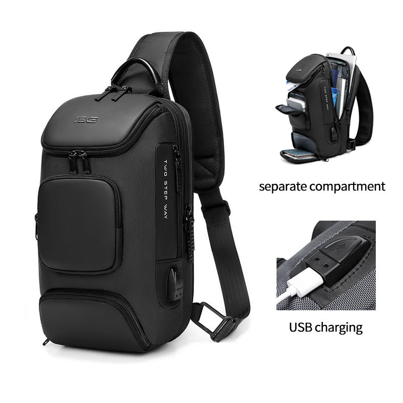 waterproof shoulder bag for men with USB port