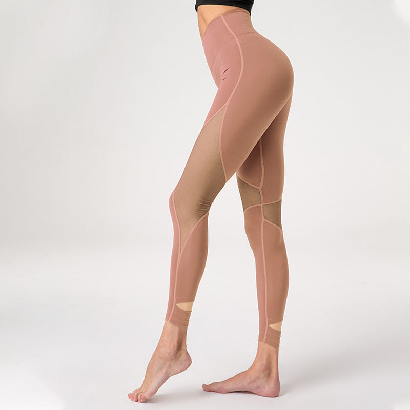 Women's work out leggings with mesh inserts